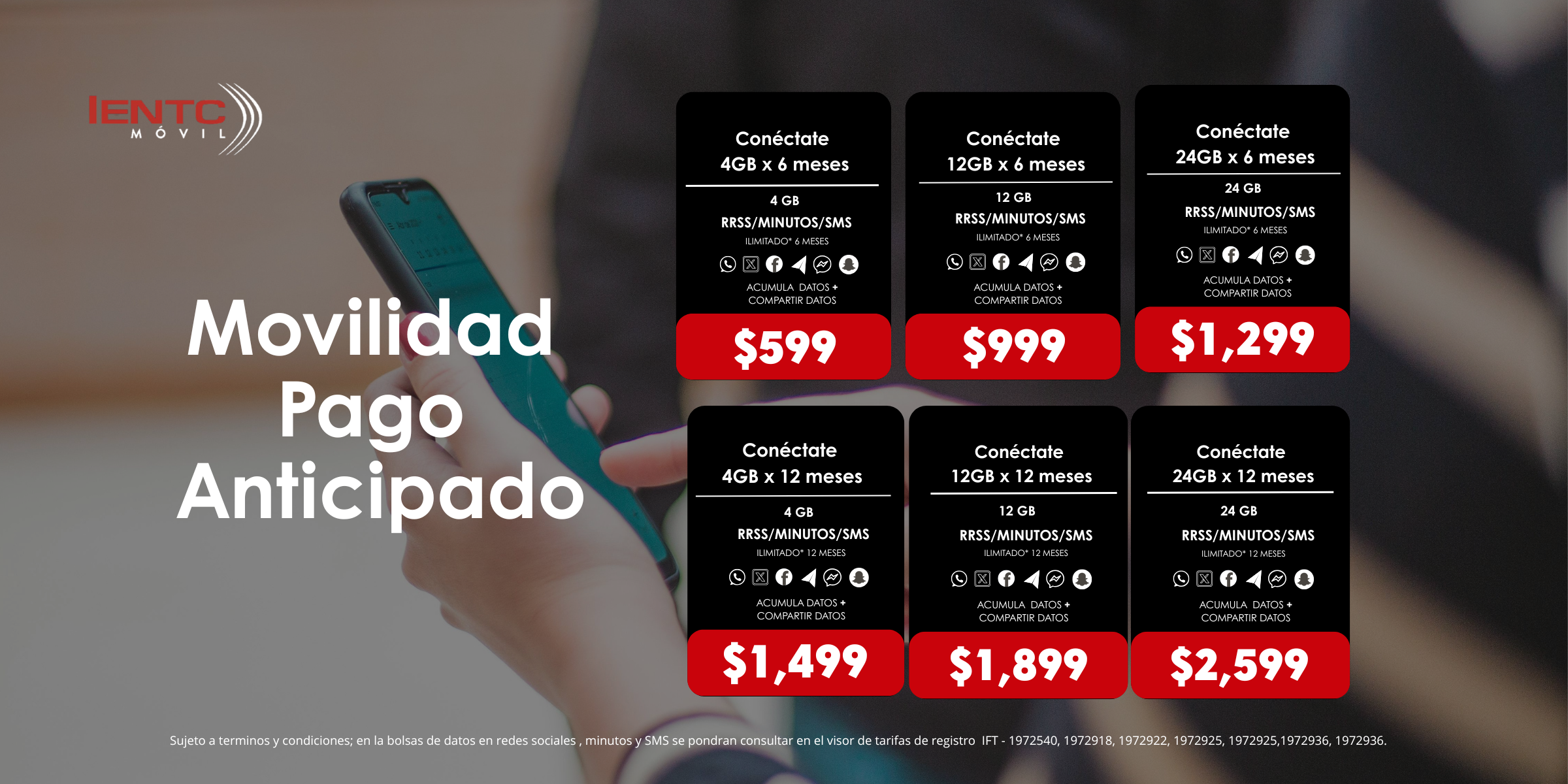 IENTC Telecom Paquetes pago anticipado